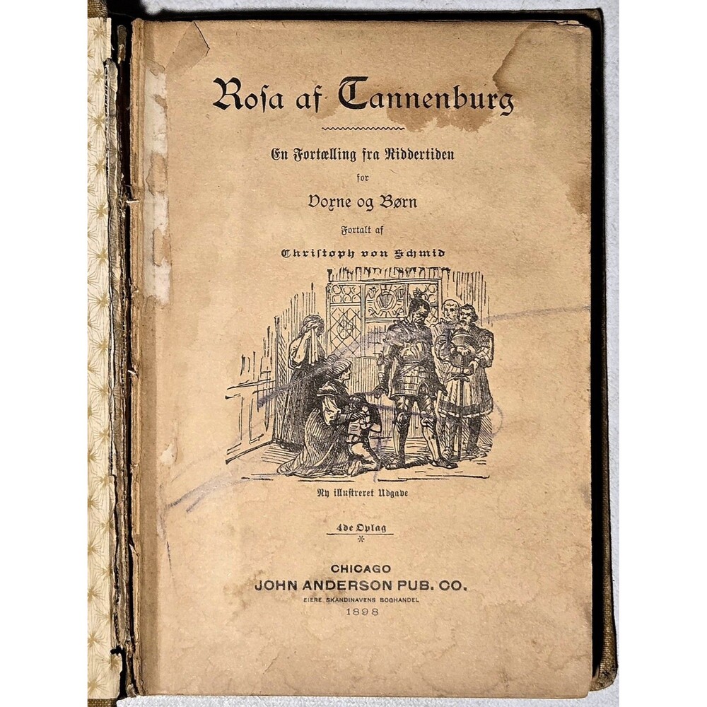 Danish 1898 Antique Book Rosa Af Tannenburg Illustrated Chicago Scandinavian 4th